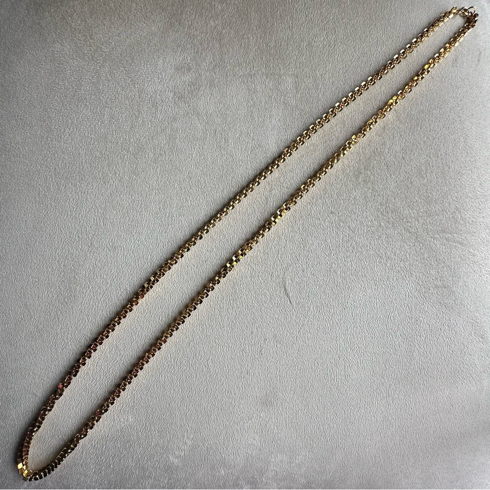 Vintage Gold Tone Square Link Long Chain Necklace 36” Opera Length Statement - Picture 10 of 12
